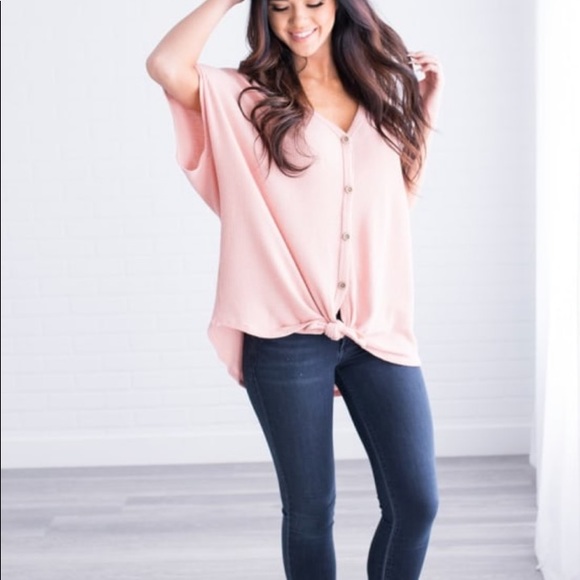 Mauve Knit Button Down Top - Picture 2 of 3